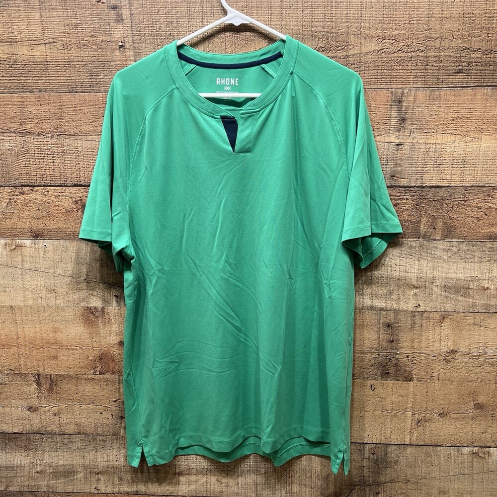 Rhône Mens Green V Neck Polo Tennis Golf Shirt Size XL